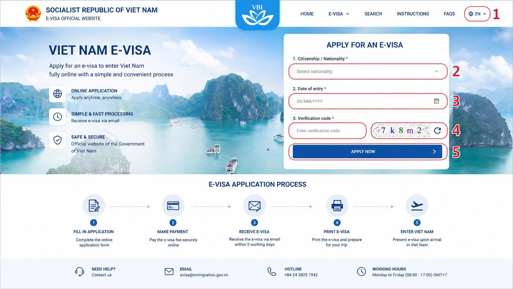 Official Vietnam e-visa application portal instructions for patients traveling to Vietnam for teeth